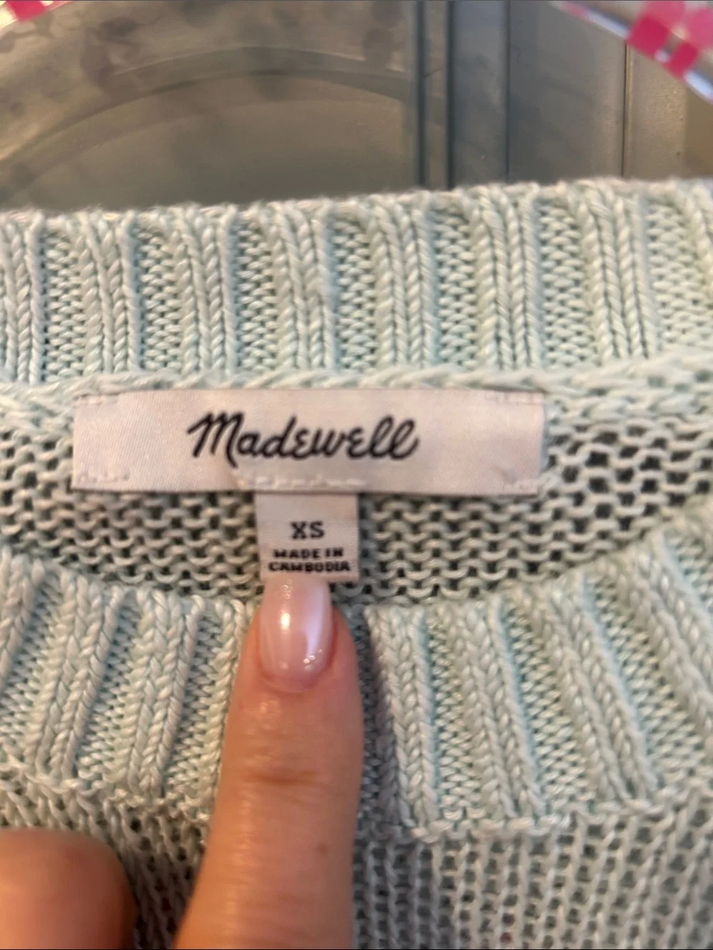 Madewell Pale Mint Cotton Crewneck Sweater